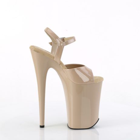 Pleaser INFINITY-909 INF909/ND/M Sandali con Cinturino  Tacco Altissimo 22 Plateau 13.3 Beige INF909/ND/M