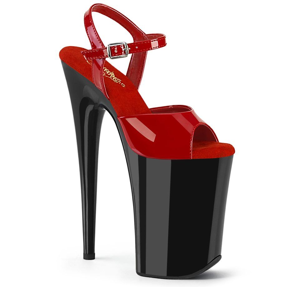 Pleaser INFINITY-909 INF909/R/B Sandali con Cinturino  Tacco Altissimo 22 Plateau 13.3 Nero INF909/R/B
