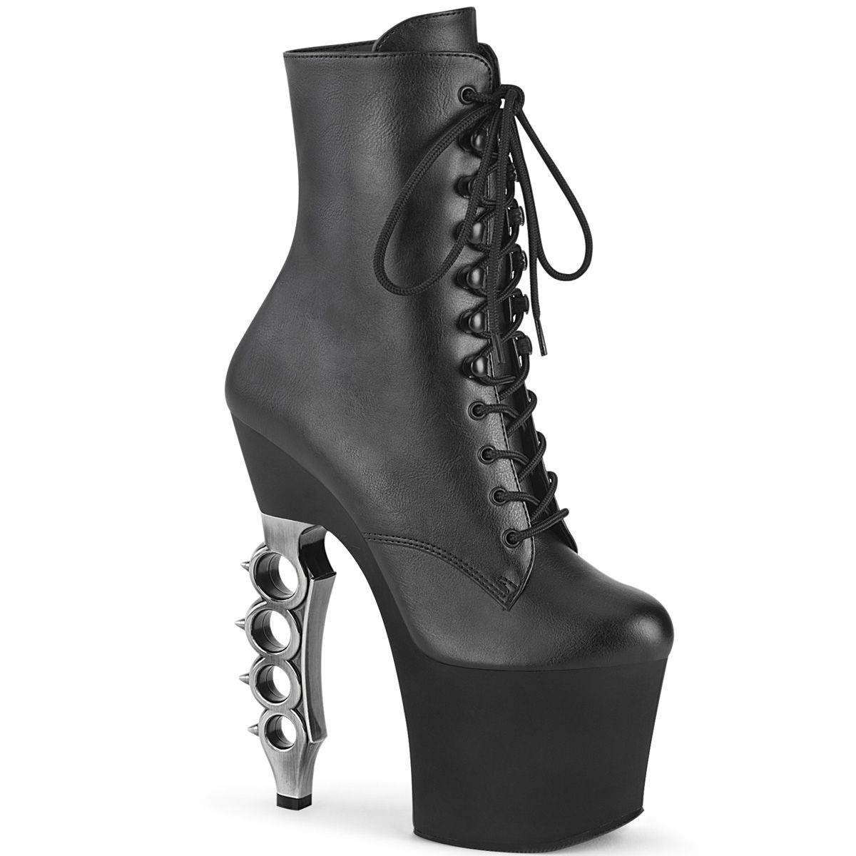 Pleaser IRONGRIP-1020 IRGP1020/BPU/B-SCH Stivaletti Stringati Donna  Tacco Altissimo 17 Plateau 8.3 Nero IRGP1020/BPU/B-SCH