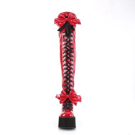 DemoniaCult KERA-303 KERA303/R Stivali Sopra il Ginocchio   Plateau 11.4 Rosso KERA303/R
