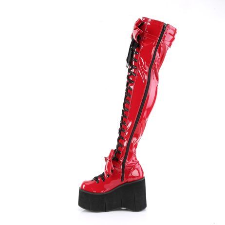 DemoniaCult KERA-303 KERA303/R Stivali Sopra il Ginocchio   Plateau 11.4 Rosso KERA303/R