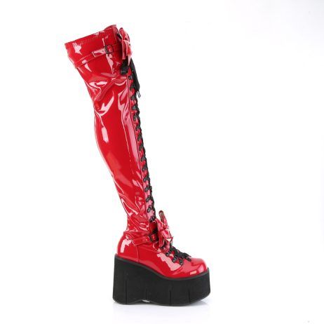 DemoniaCult KERA-303 KERA303/R Stivali Sopra il Ginocchio   Plateau 11.4 Rosso KERA303/R