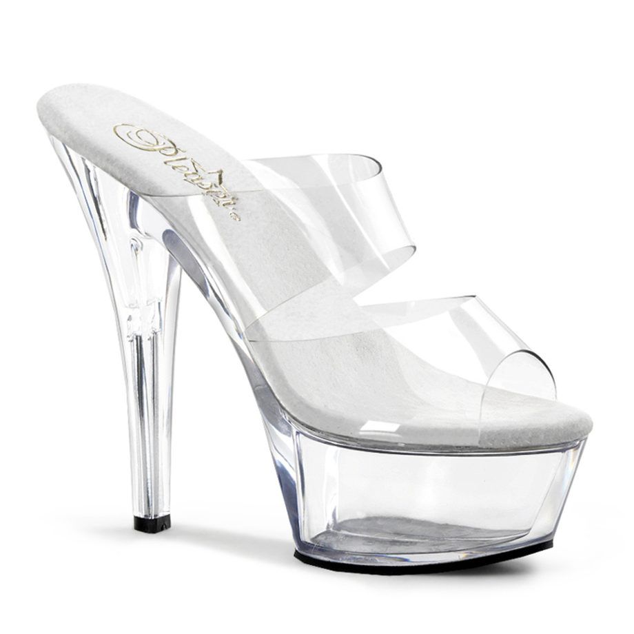 Pleaser KISS-202 KISS202/C/M Sandali Donna  Tacco Altissimo 15 Plateau 4.5 Trasparente KISS202/C/M