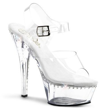 Pleaser KISS-208LS KISS208LS/C/M Sandali con Cinturino  Tacco Altissimo 15 Plateau 4.5 Trasparente KISS208LS/C/M