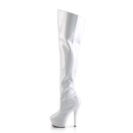 Pleaser KISS-3010 KISS3010/W/M Stivali Sopra il Ginocchio  Tacco Altissimo 15 Plateau 4.5 Bianco KISS3010/W/M