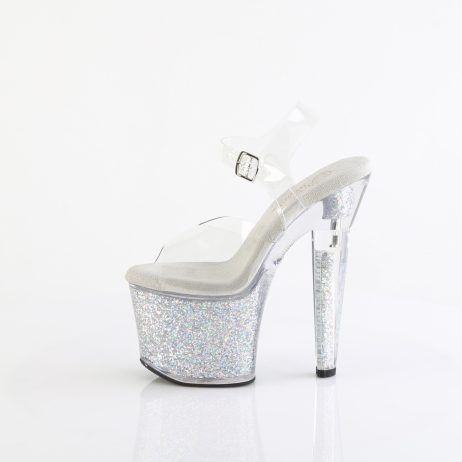 Pleaser LOVESICK-708SG LOVESK708SG/C/SG Sandali con Cinturino  Tacco Altissimo 17 Plateau 8.3 Argento LOVESK708SG/C/SG