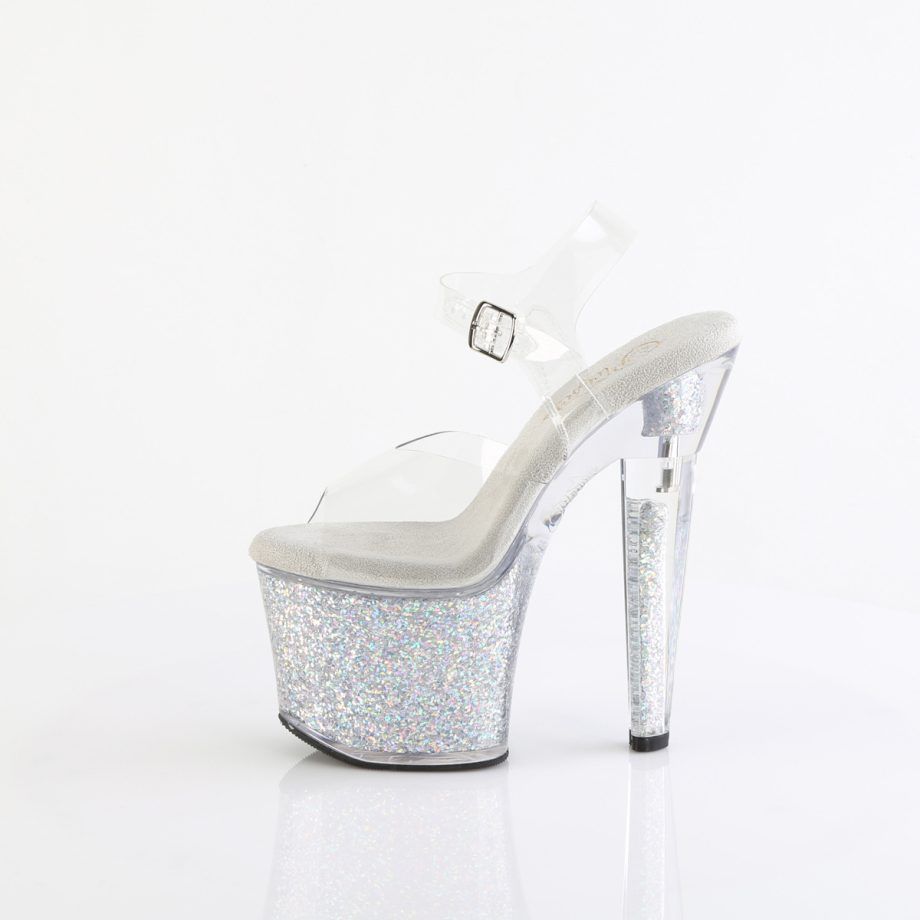Pleaser LOVESICK-708SG LOVESK708SG/C/SG Sandali con Cinturino  Tacco Altissimo 17 Plateau 8.3 Argento LOVESK708SG/C/SG
