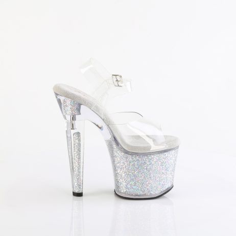 Pleaser LOVESICK-708SG LOVESK708SG/C/SG Sandali con Cinturino  Tacco Altissimo 17 Plateau 8.3 Argento LOVESK708SG/C/SG
