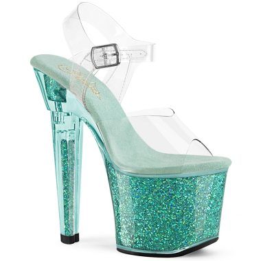 Pleaser LOVESICK-708SG LOVESK708SG/C/AQG Sandali con Cinturino  Tacco Altissimo 17 Plateau 8.3 Trasparente LOVESK708SG/C/AQG