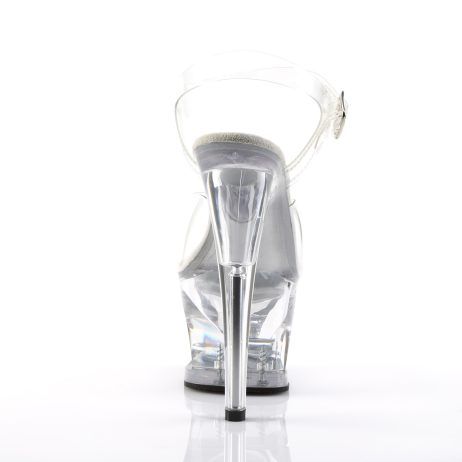 Pleaser MOON-708 MOON708/C/M Sandali con Cinturino  Tacco Altissimo 17 Plateau 7.0 Trasparente MOON708/C/M