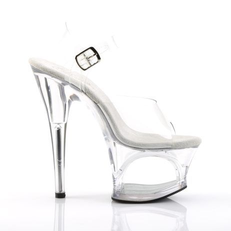 Pleaser MOON-708 MOON708/C/M Sandali con Cinturino  Tacco Altissimo 17 Plateau 7.0 Trasparente MOON708/C/M