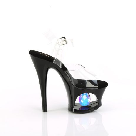 Pleaser MOON-708DIA MOON708DIA/C/B Sandali con Cinturino  Tacco Altissimo 17 Plateau 7.0 Nero MOON708DIA/C/B