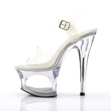 Pleaser MOON-708DM MOON708DM/C/M Sandali con Cinturino  Tacco Altissimo 17 Plateau 7.0 Trasparente MOON708DM/C/M