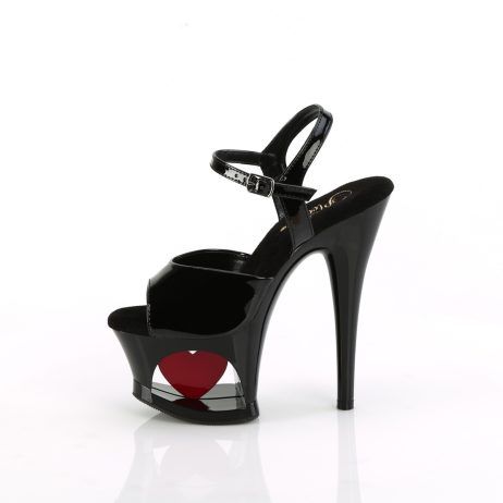 Pleaser MOON-709H MOON709H/B/B-R Sandali con Cinturino  Tacco Altissimo 17 Plateau 7.0 Nero MOON709H/B/B-R