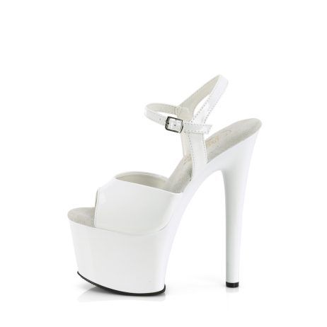 Pleaser PASSION-709 PASN709/W/M Sandali con Cinturino  Tacco Altissimo 17 Plateau 7.0 Bianco PASN709/W/M