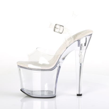 Pleaser RADIANT-708 RAD708/C/M Sandali con Cinturino  Tacco Altissimo 17 Plateau 8.3 Trasparente RAD708/C/M