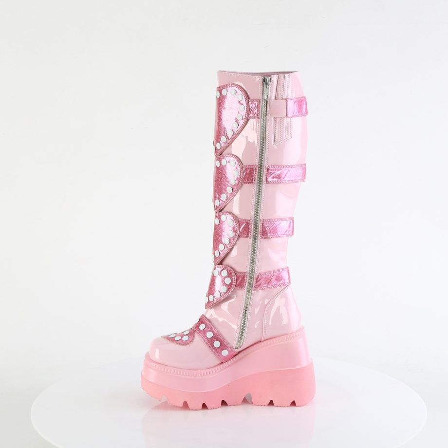 DemoniaCult SHAKER-210 SHA210/BP Stivali Donna   Plateau 11.4 Rosa SHA210/BP