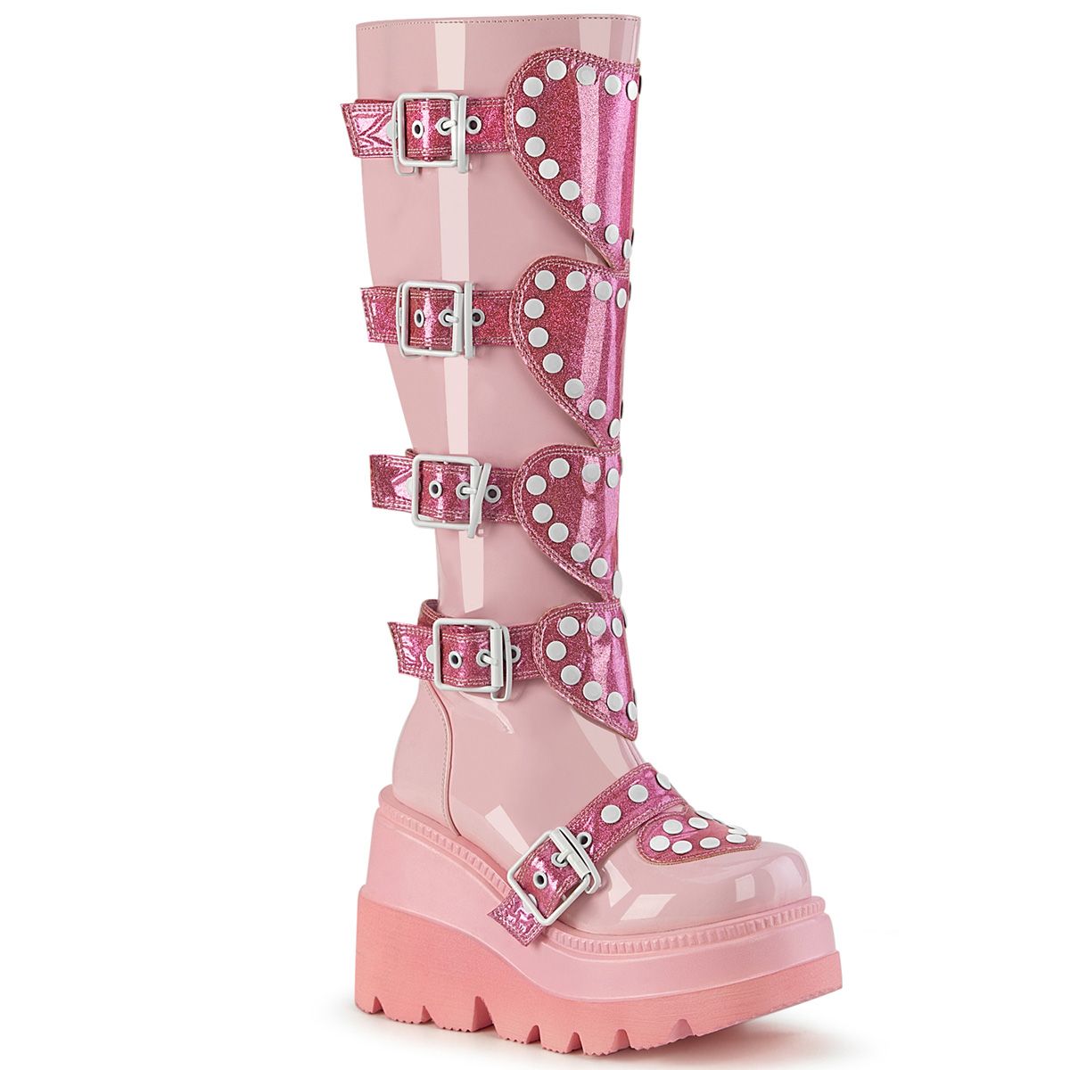DemoniaCult SHAKER-210 SHA210/BP Stivali Donna   Plateau 11.4 Rosa SHA210/BP