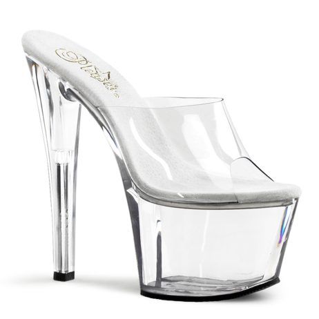 Pleaser SKY-301 SKY301/C/M Sandali Donna  Tacco Altissimo 17 Plateau 7.0 Trasparente SKY301/C/M