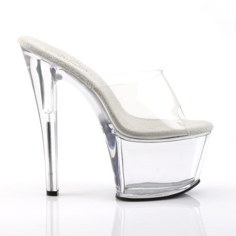 Pleaser SKY-301 SKY301/C/M Sandali Donna  Tacco Altissimo 17 Plateau 7.0 Trasparente SKY301/C/M