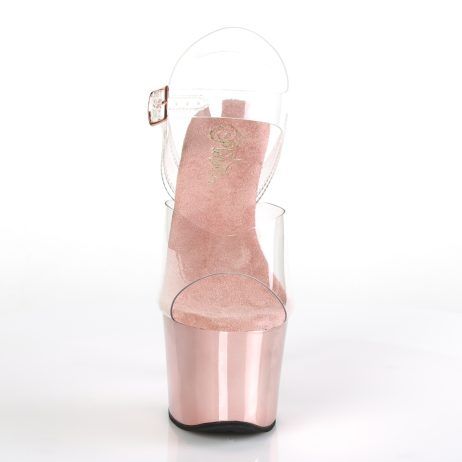 Pleaser SKY-308 SKY308/C/ROGLDCH Sandali con Cinturino  Tacco Altissimo 17 Plateau 7.0 Oro SKY308/C/ROGLDCH