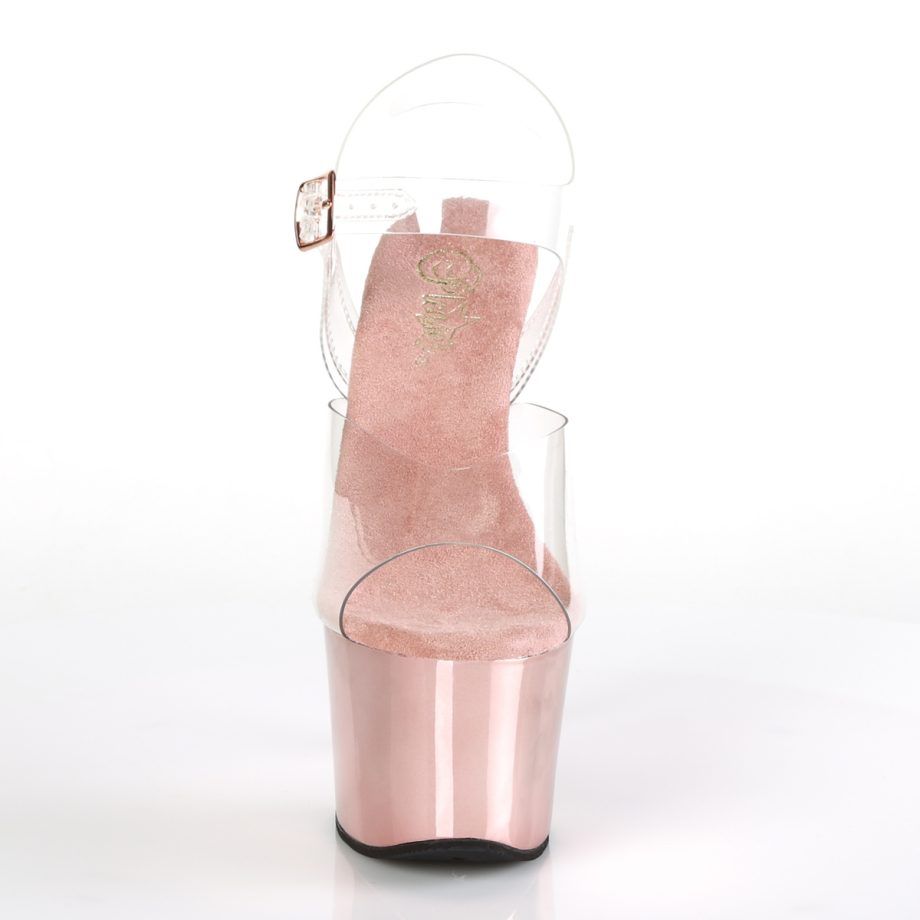 Pleaser SKY-308 SKY308/C/ROGLDCH Sandali con Cinturino  Tacco Altissimo 17 Plateau 7.0 Oro SKY308/C/ROGLDCH
