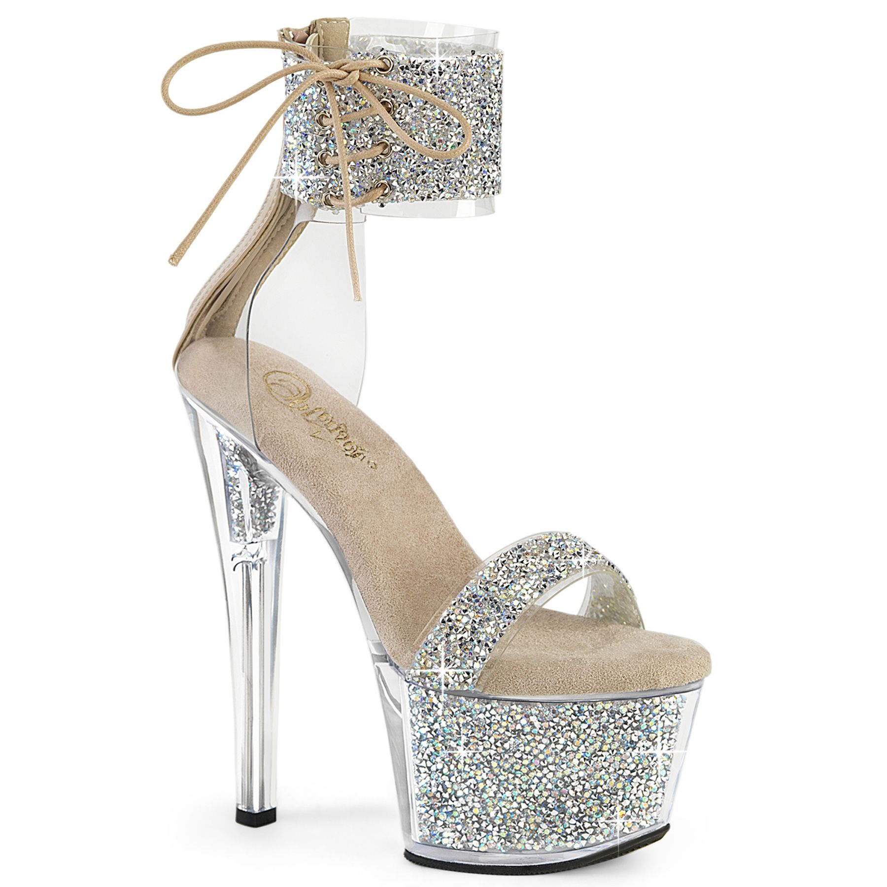 Pleaser SKY-327RSI SKY327RSI/RS-ND/RS Sandali Donna  Tacco Altissimo 17 Plateau 7.0 Argento SKY327RSI/RS-ND/RS
