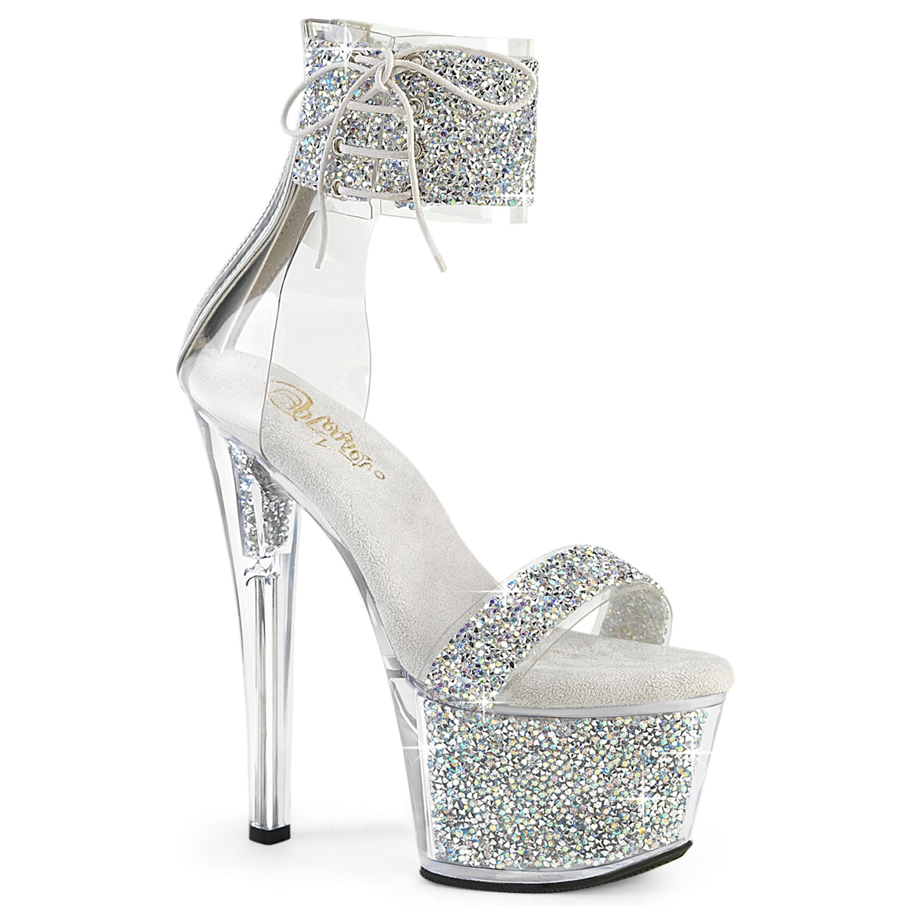 Pleaser SKY-327RSI SKY327RSI/RS-S/RS Sandali Donna  Tacco Altissimo 17 Plateau 7.0 Argento SKY327RSI/RS-S/RS