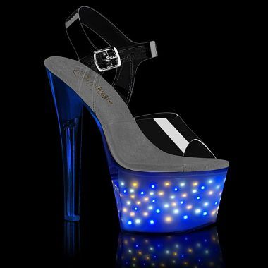 Pleaser ECHOLITE-708 ECHOLT708/C/WGLOW Sandali con Cinturino  Tacco Altissimo 17 Plateau 7.0 Trasparente ECHOLT708/C/WGLOW