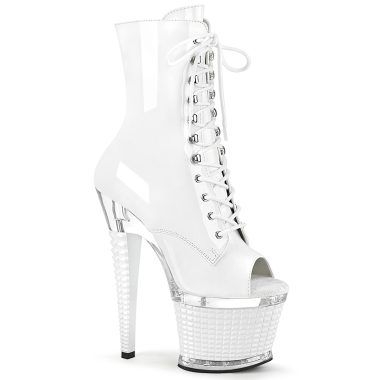 Pleaser SPECTATOR-1021 SPEC1021/W/C-W Tronchetti  Tacco Altissimo 17 Plateau 7.6 Bianco SPEC1021/W/C-W