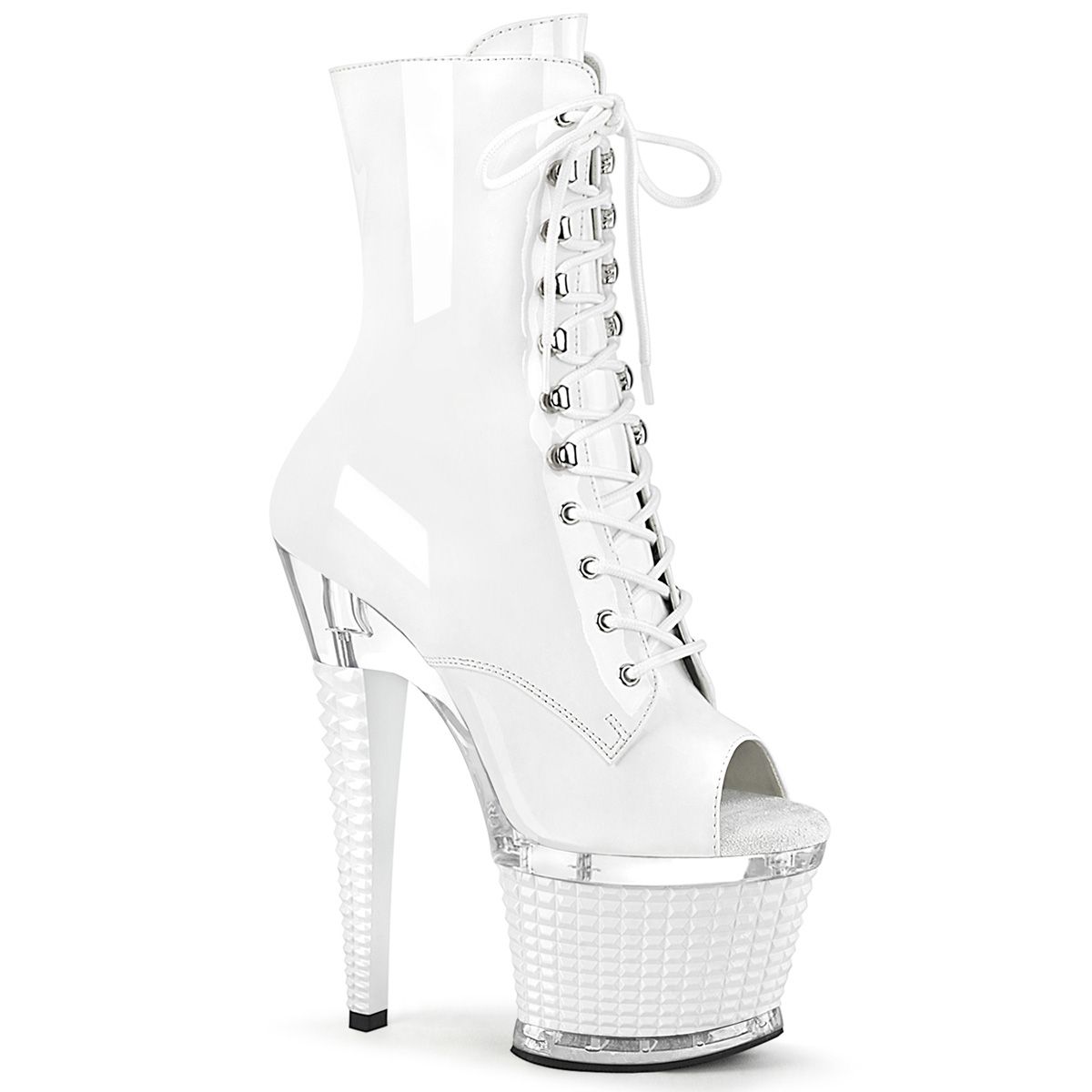 Pleaser SPECTATOR-1021 SPEC1021/W/C-W Tronchetti  Tacco Altissimo 17 Plateau 7.6 Bianco SPEC1021/W/C-W