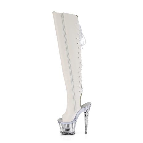 Pleaser SPECTATOR-3019 SPEC3019/WPU/C-SCH Stivali Donna  Tacco Altissimo 17 Plateau 7.6 Argento SPEC3019/WPU/C-SCH