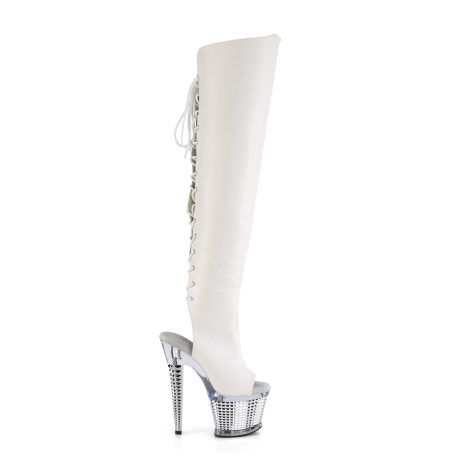 Pleaser SPECTATOR-3019 SPEC3019/WPU/C-SCH Stivali Donna  Tacco Altissimo 17 Plateau 7.6 Argento SPEC3019/WPU/C-SCH