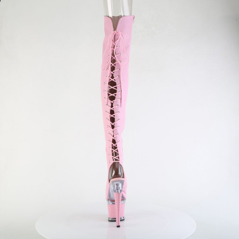 Pleaser SPECTATOR-3030 SPEC3030/BPPU/C-BP Stivali Sopra il Ginocchio  Tacco Altissimo 17 Plateau 7.6 Trasparente SPEC3030/BPPU/C-BP