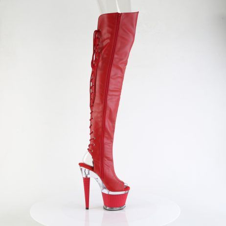 Pleaser SPECTATOR-3030 SPEC3030/RPU/C-R Stivali Sopra il Ginocchio  Tacco Altissimo 17 Plateau 7.6 Trasparente SPEC3030/RPU/C-R