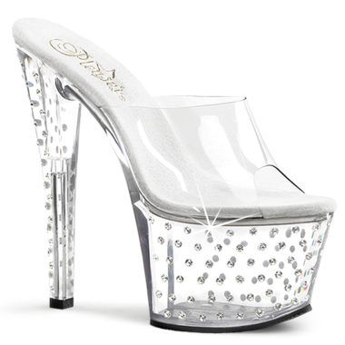 Pleaser STARDUST-701 STDUS701/C/M Sabot Donna  Tacco Altissimo 17 Plateau 7.0 Trasparente STDUS701/C/M
