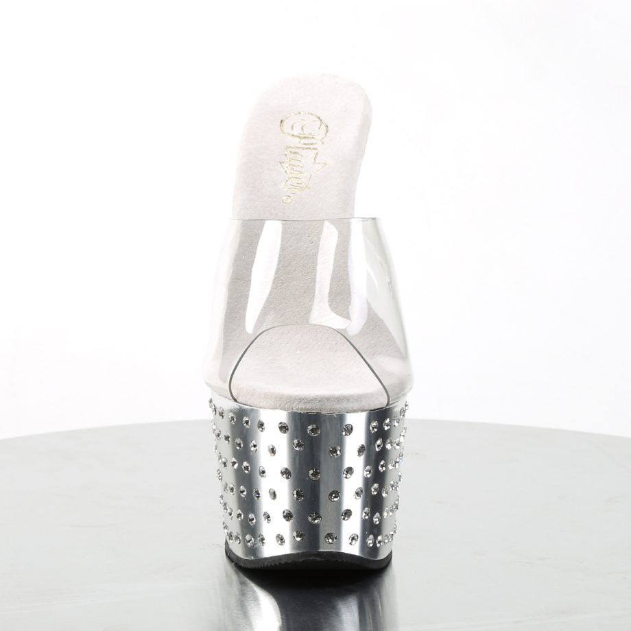 Pleaser STARDUST-701 STDUS701/C/SCH Sabot Donna  Tacco Altissimo 17 Plateau 7.0 Argento STDUS701/C/SCH