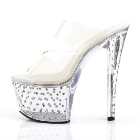 Pleaser STARDUST-702 STDUS702/C/M Sabot Donna  Tacco Altissimo 17 Plateau 7.0 Trasparente STDUS702/C/M