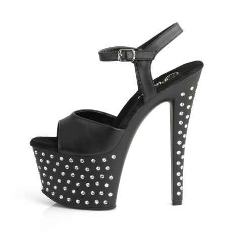 Pleaser STARDUST-709 STDUS709/BPU/M Sandali con Cinturino  Tacco Altissimo 17 Plateau 7.0 Nero STDUS709/BPU/M
