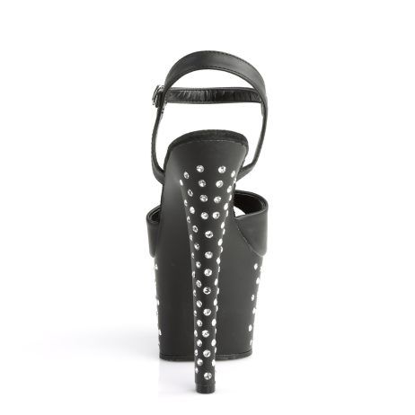 Pleaser STARDUST-709 STDUS709/BPU/M Sandali con Cinturino  Tacco Altissimo 17 Plateau 7.0 Nero STDUS709/BPU/M