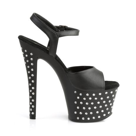 Pleaser STARDUST-709 STDUS709/BPU/M Sandali con Cinturino  Tacco Altissimo 17 Plateau 7.0 Nero STDUS709/BPU/M