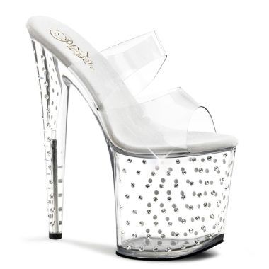 Pleaser STARDUST-802 STDUS802/C/M Sabot Donna  Tacco Altissimo 20 Plateau 10.2 Trasparente STDUS802/C/M