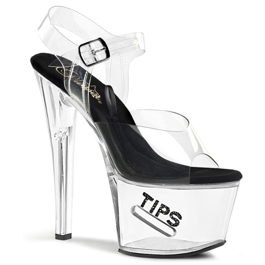 Pleaser TIPJAR-708-5 TIP708-5/C/BG Sandali con Cinturino  Tacco Altissimo 17 Plateau 7.0 Nero TIP708-5/C/BG