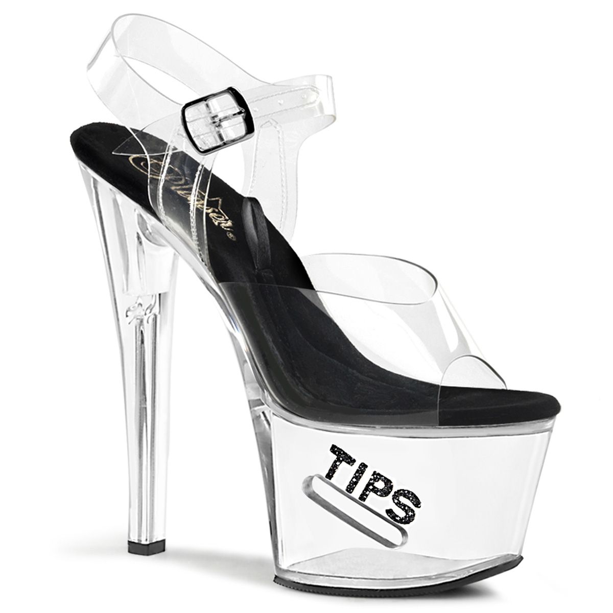 Pleaser TIPJAR-708-5 TIP708-5/C/BG Sandali con Cinturino  Tacco Altissimo 17 Plateau 7.0 Nero TIP708-5/C/BG