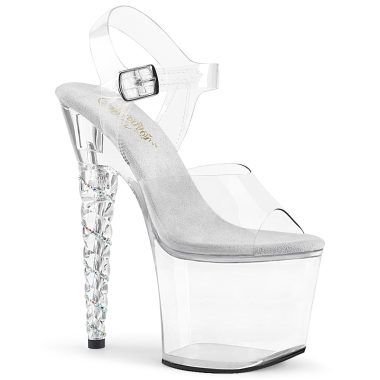 Pleaser UNICORN-708RSH UNI708RSH/C/M Sandali con Cinturino  Tacco Altissimo 17 Plateau 8.3 Trasparente UNI708RSH/C/M