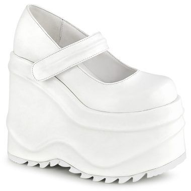 DemoniaCult WAVE-32 WAVE32/WVL Decollete Mary Jane  Tacco Altissimo 15 Bianco WAVE32/WVL