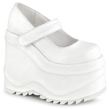DemoniaCult WAVE-32 WAVE32/WVL Decollete Mary Jane  Tacco Altissimo 15 Bianco WAVE32/WVL