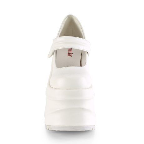 DemoniaCult WAVE-32 WAVE32/WVL Decollete Mary Jane  Tacco Altissimo 15 Bianco WAVE32/WVL