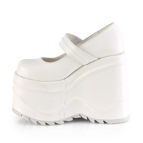 DemoniaCult WAVE-32 WAVE32/WVL Decollete Mary Jane  Tacco Altissimo 15 Bianco WAVE32/WVL