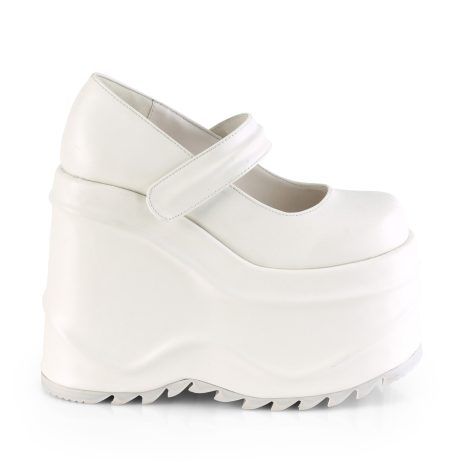 DemoniaCult WAVE-32 WAVE32/WVL Decollete Mary Jane  Tacco Altissimo 15 Bianco WAVE32/WVL